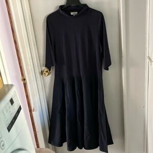 COS | Dresses | Cos Navy Blue Aline Mock Neck Dress | Poshmark